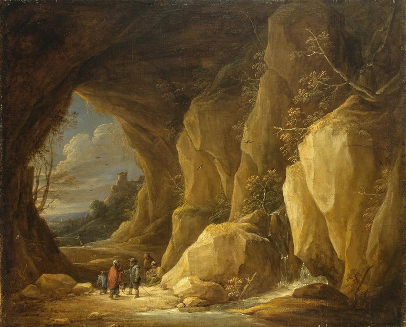 Pejzaż z grotą i grupą cyganów - David Teniers młodszy