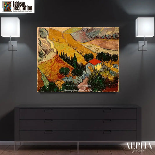 Paysage avec une maison et un laboureur - Van Gogh - Reproductions de tableaux et peintures haut de gamme