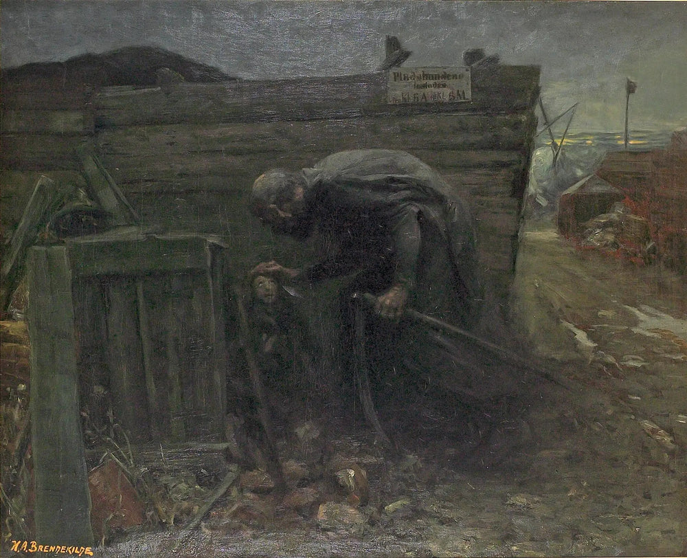 Paysage avec une pauvre fille la nuit. - H. A. Brendekilde - Alpha Reproduction