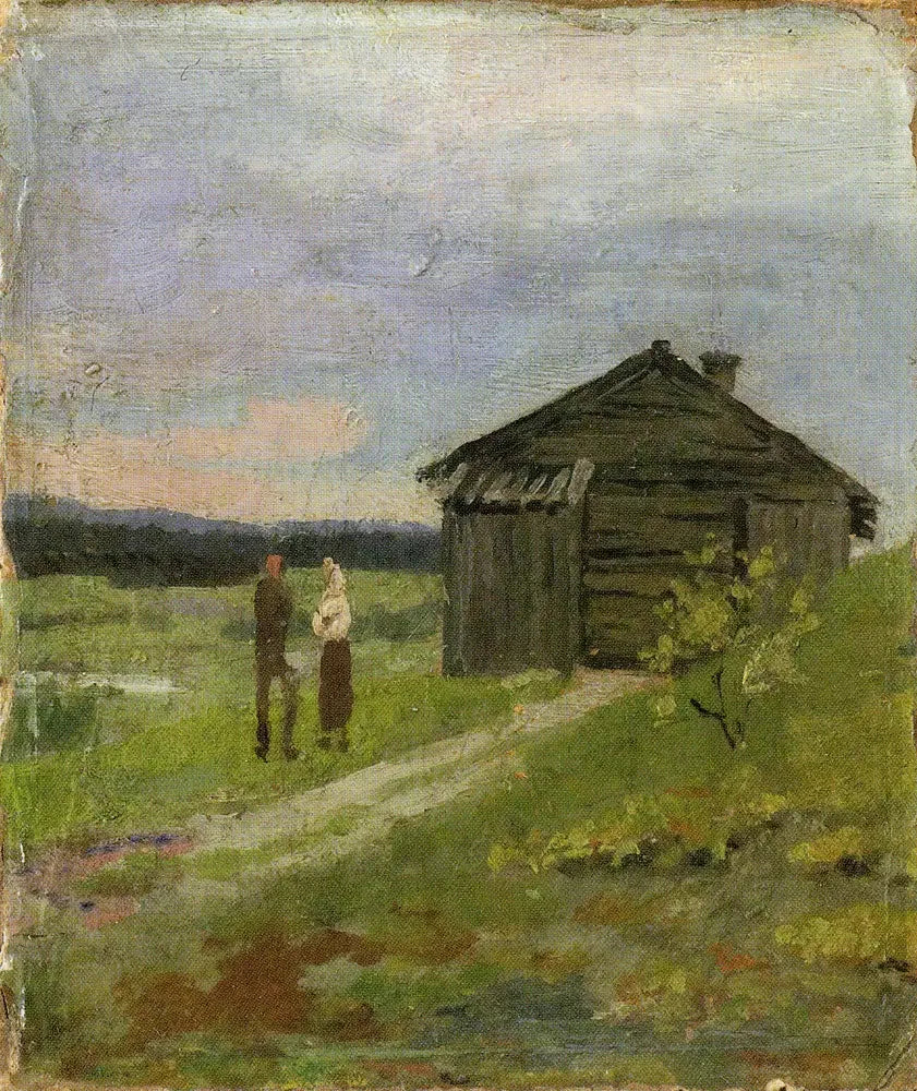 Krajobraz z małym domem i dwiema osobami - Edvard Munch