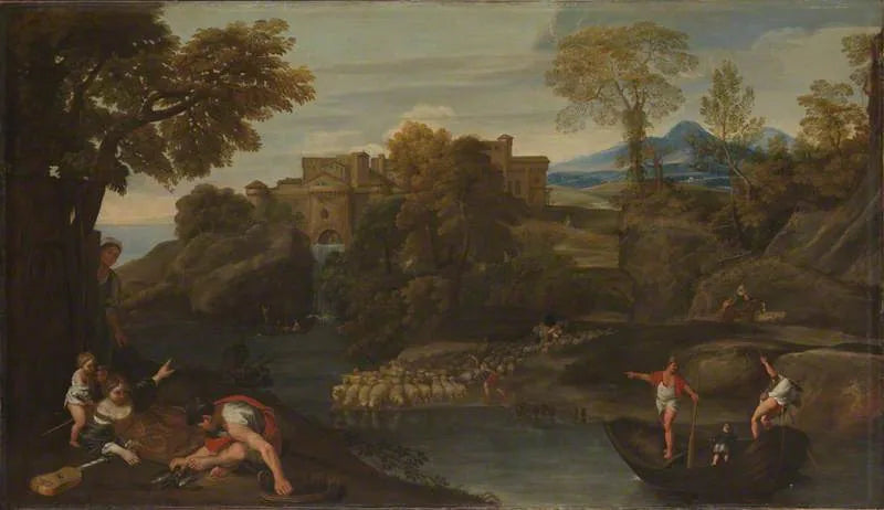Pejzaż z miastem z fortecą - Domenichino