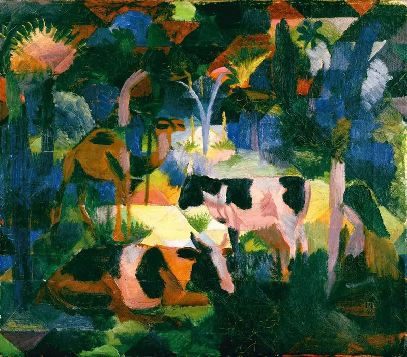 Krajobraz z krowami i wielbłądami - August Macke