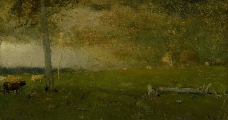 Pejzaż (zwierzęta hodowlane podczas burzy) - George Inness