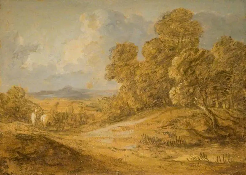Paysage boisé avec personnages à cheval - Thomas Gainsborough image 1 tableau peint à l’huile sur toile
