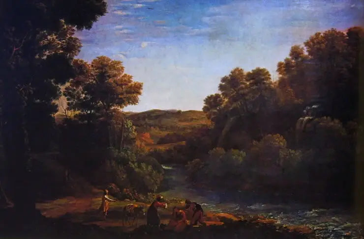 Zalesiony krajobraz z potokiem - Claude Lorrain