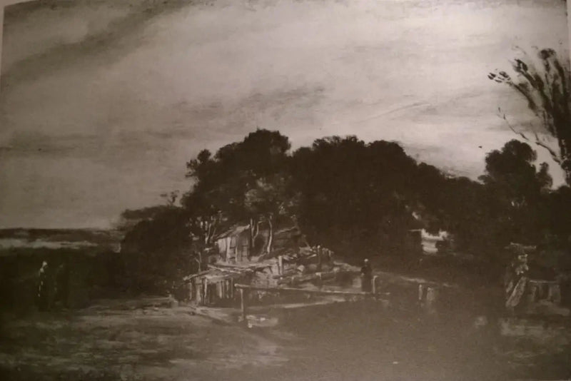 Krajobraz z chatami - Rembrandt