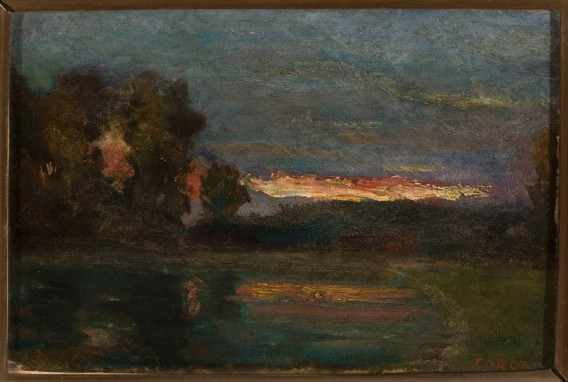 Pejzaż – Zmierzch nad brzegiem wody - Jean-Baptiste Camille Corot