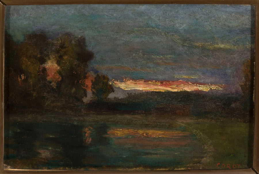 Pejzaż – Zmierzch nad brzegiem wody - Jean-Baptiste Camille Corot