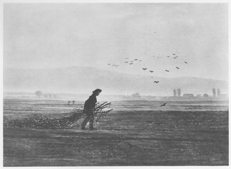 Jesień w krajobrazie z mężczyzną zbierającym drewno - Caspar David Friedrich