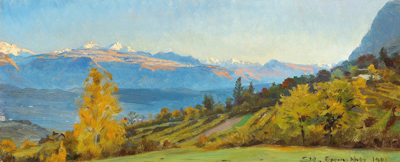 Pejzaż jesienny. Widok z zamku Saint-Valentin w Tyrolu. - Peder Severin Krøyer