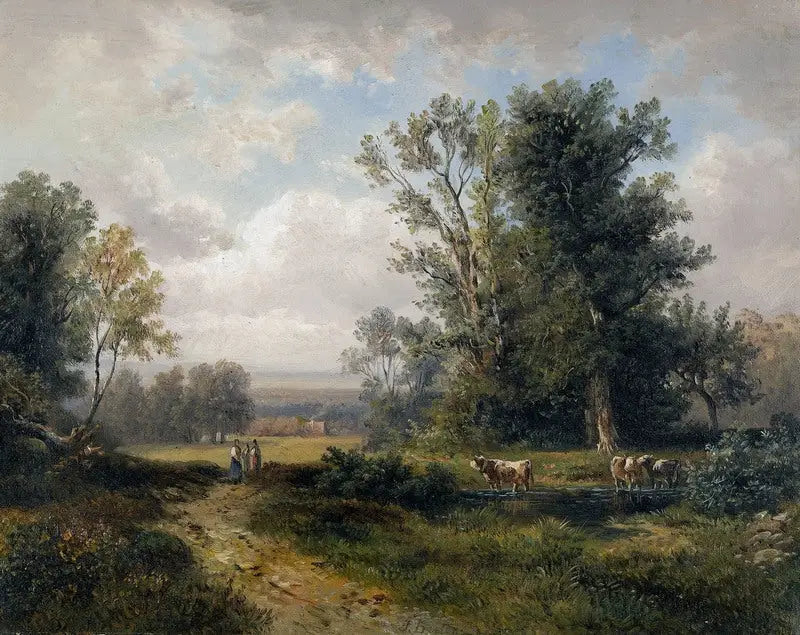 Letni pejzaż z kobietami chłopkami i krowami - Jules Breton