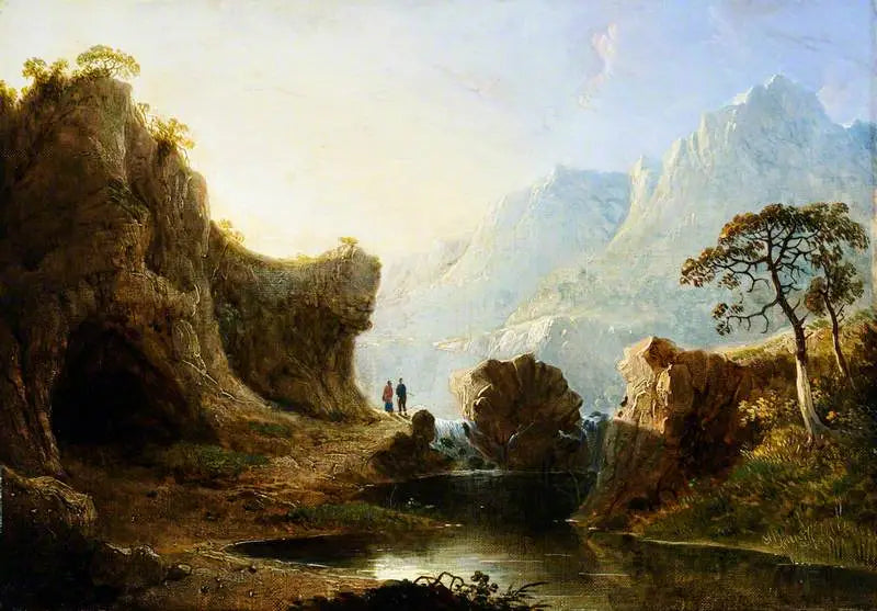 Górski krajobraz z skałami - John Martin