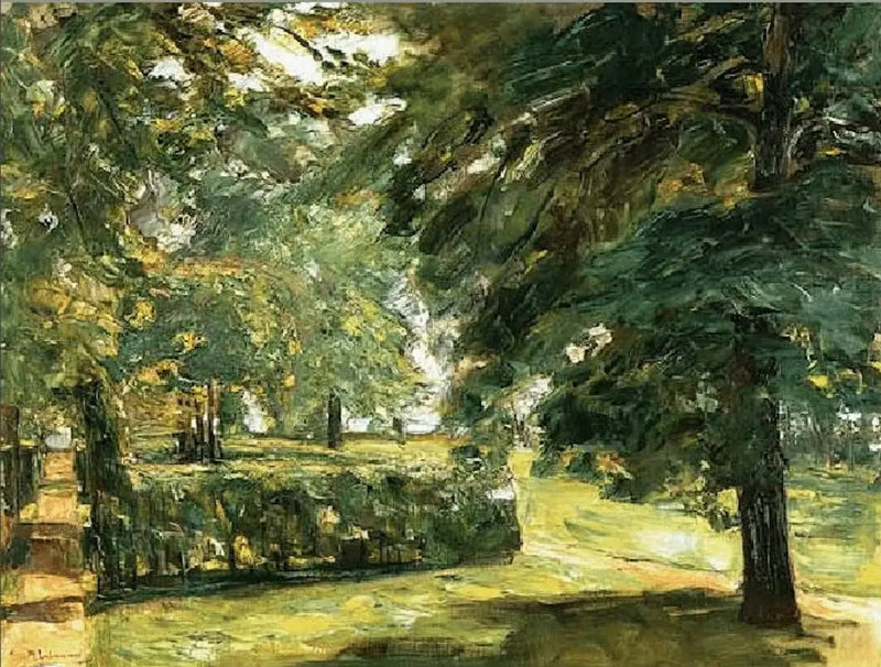 Pejzaż parkowy (Ogrodowe żywopłoty Wannsee na wschodzie) - Max Liebermann