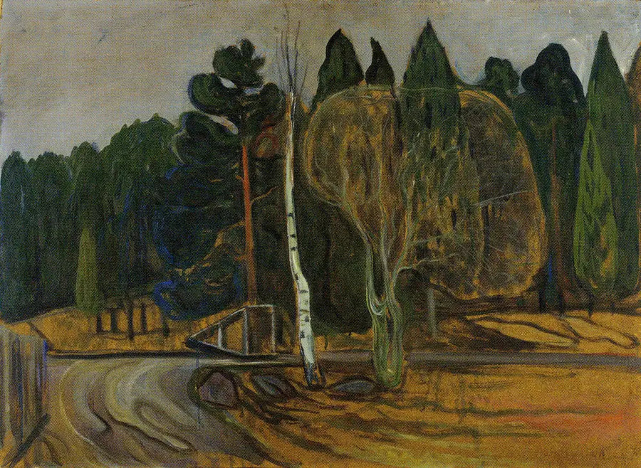 Wiosenny krajobraz z odśnieżarką - Edvard Munch