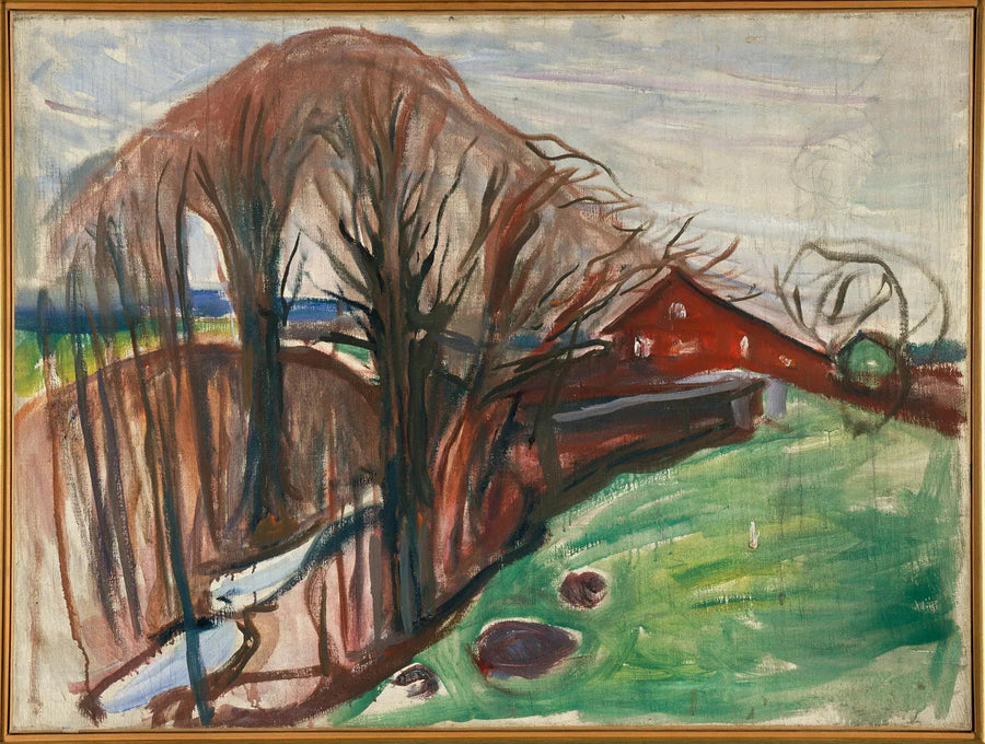 Wiosenny krajobraz przy czerwonym domu - Edvard Munch