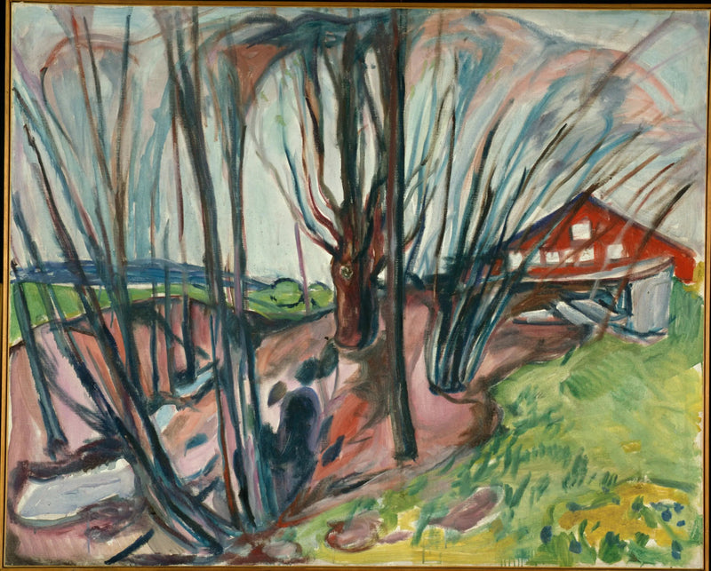 Wiosenny krajobraz przy czerwonym domu - Edvard Munch