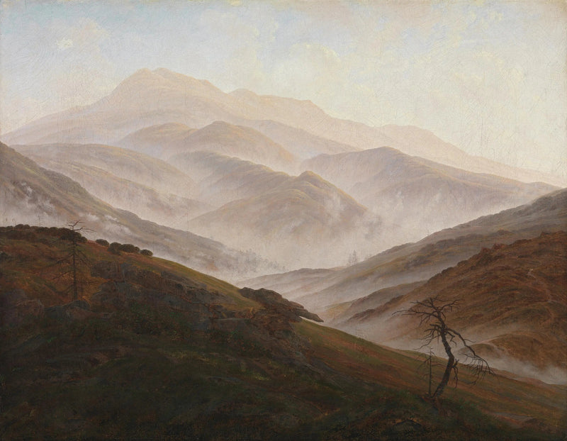 Krajobraz Gór Gigantów z wznoszącą się mgłą - Caspar David Friedrich