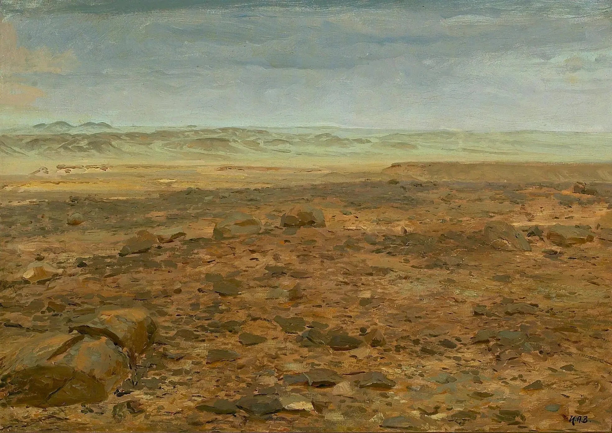 Paysage désertique d'Afrique du Nord. - H. A. Brendekilde image 1 reproduction de peinture à l’huile