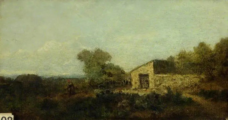 Pejzaż i budynki rolnicze - Jean-Baptiste Camille Corot
