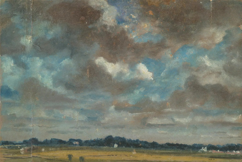 Rozległy krajobraz z szarymi chmurami - John Constable