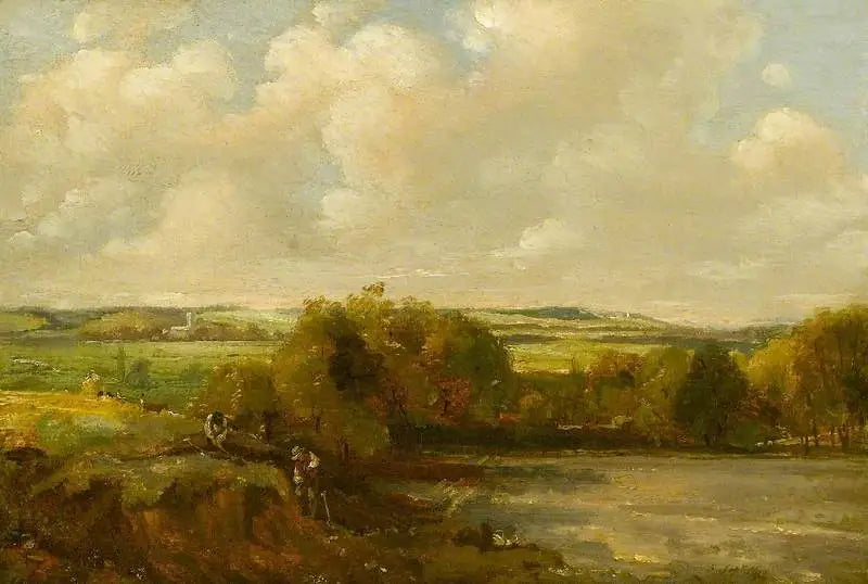 Widok rzeki z robotnikami kopiącymi - John Constable