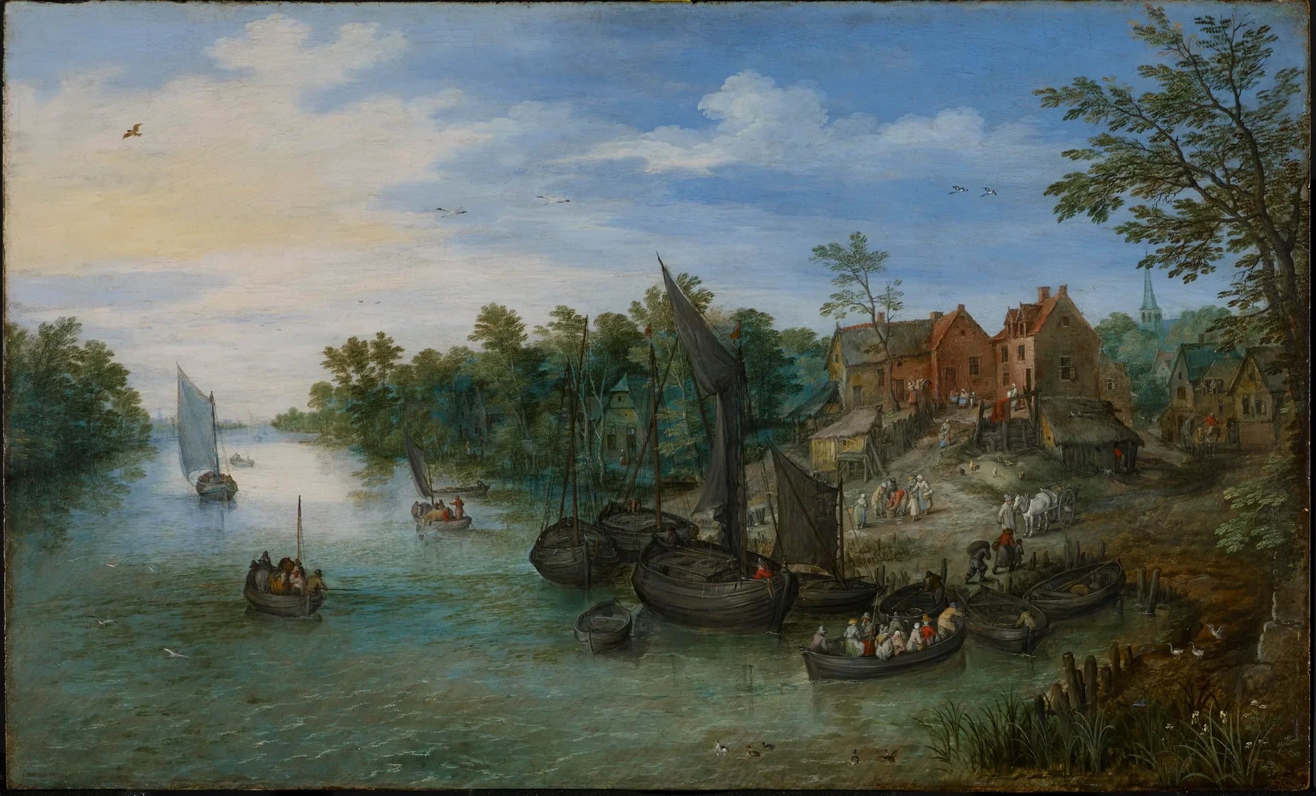 Paysage fluvial - Jan Brueghel l'Ancien image 1 tableau peint à l’huile sur toile