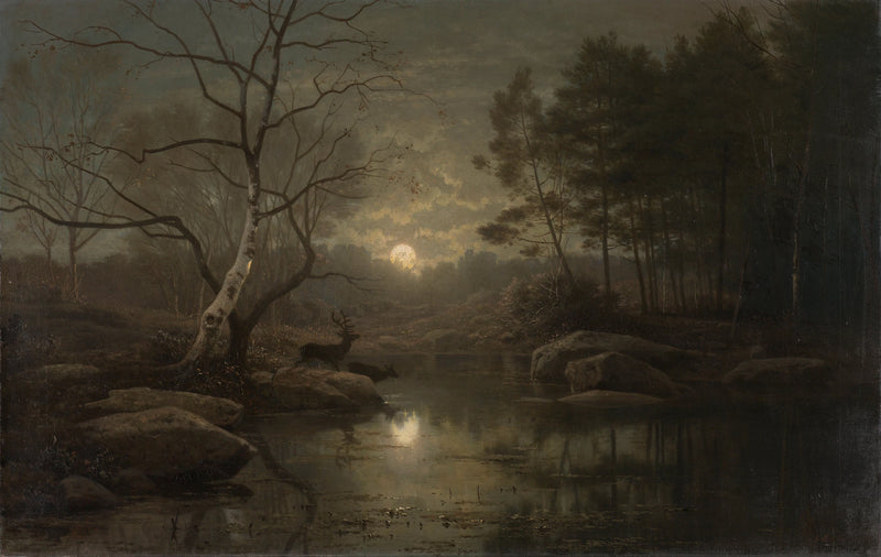 Paysage forestier au clair de lune. - Georg Eduard Otto Saal