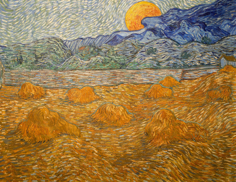 Pejzaż z snopami zboża i wschodzącym księżycem - Vincent van Gogh