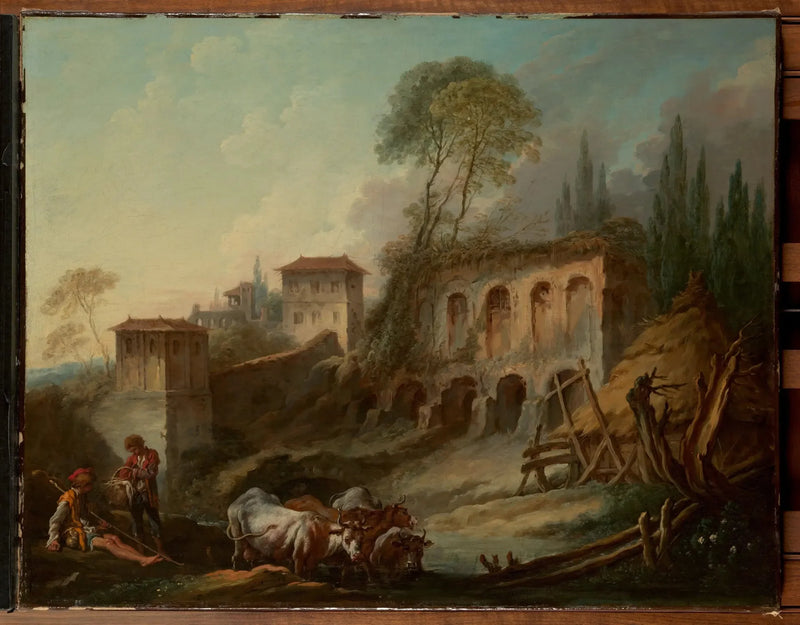 Wyimaginowany krajobraz z górą Palatyn z Campo Vaccino - François Boucher