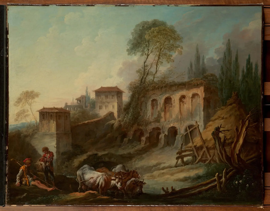 Wyimaginowany krajobraz z górą Palatyn z Campo Vaccino - François Boucher