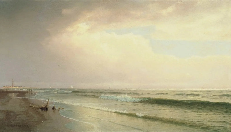 Pejzaż morski z latarnią w oddali, Atlantic City, New Jersey - William Trost Richards