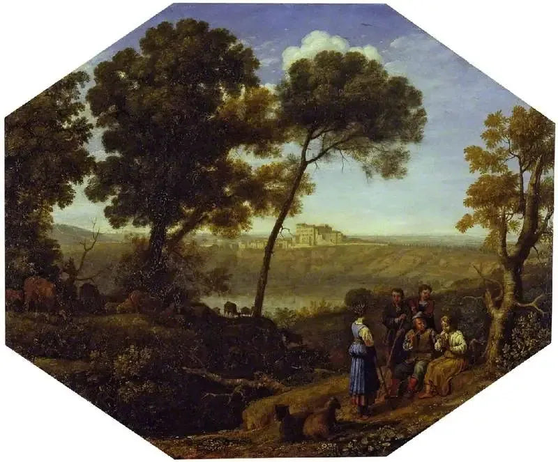 Pastoralny pejzaż z jeziorem Albano i Castel Gandolfo - Claude Lorrain