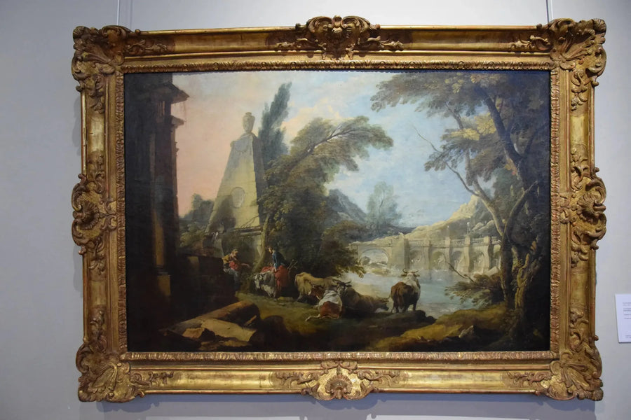 Pastoralny pejzaż z obeliskiem - François Boucher