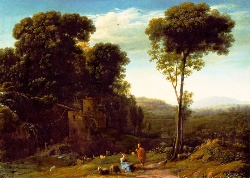 Pastoralny pejzaż z młynem - Claude Lorrain