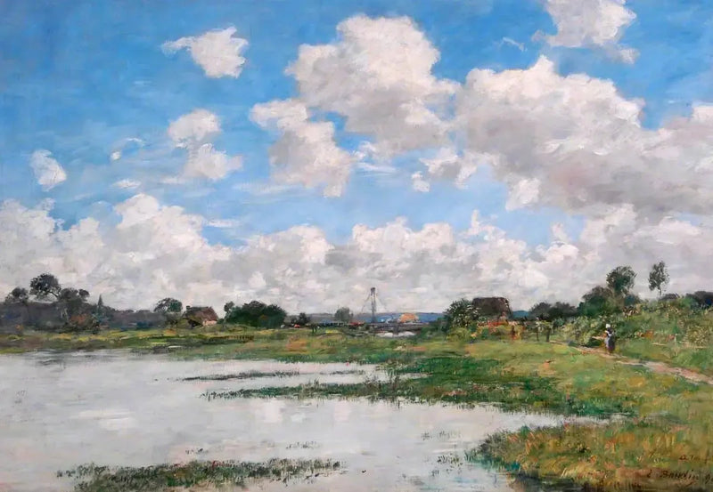 Krajobraz, rzeka Touques, Normandia - Eugène Boudin