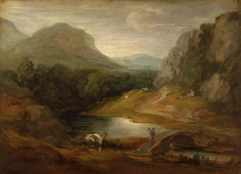 Górski krajobraz z mostem - Thomas Gainsborough