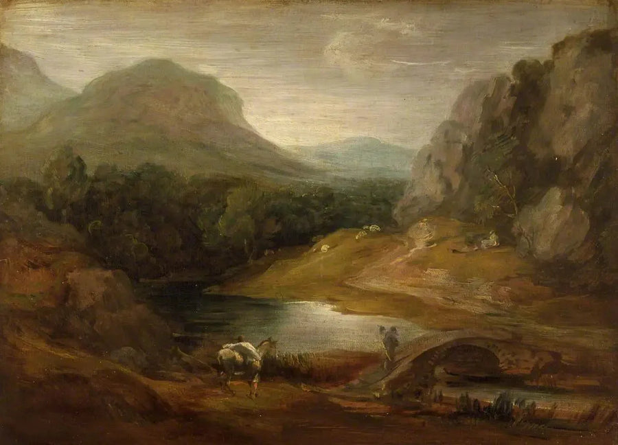 Górski krajobraz z mostem - Thomas Gainsborough