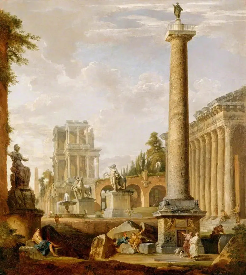 Rzymski pejzaż z kolumną Trajana - Giovanni Paolo Panini