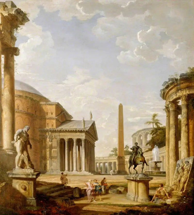 Rzymski pejzaż z Panteonem - Giovanni Paolo Panini