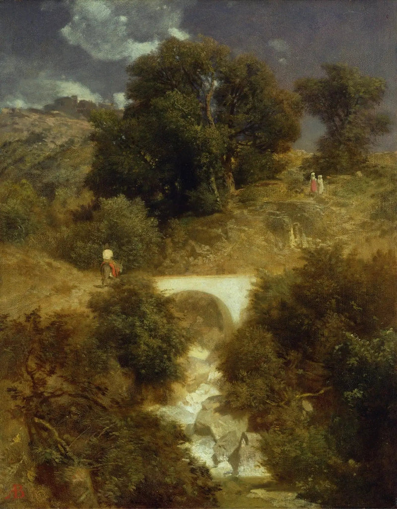 Rzymski pejzaż z mostem - Arnold Böcklin