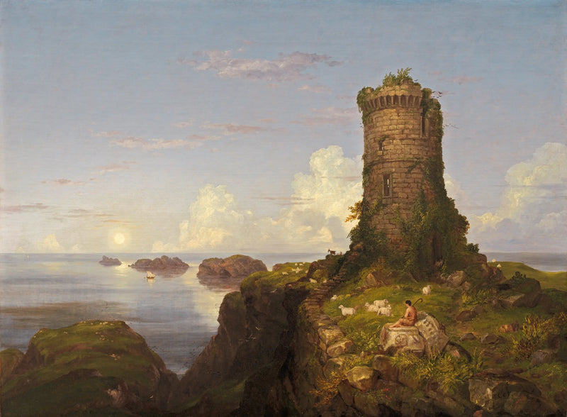 Romantyczny pejzaż z ruiną wieży - Thomas Cole