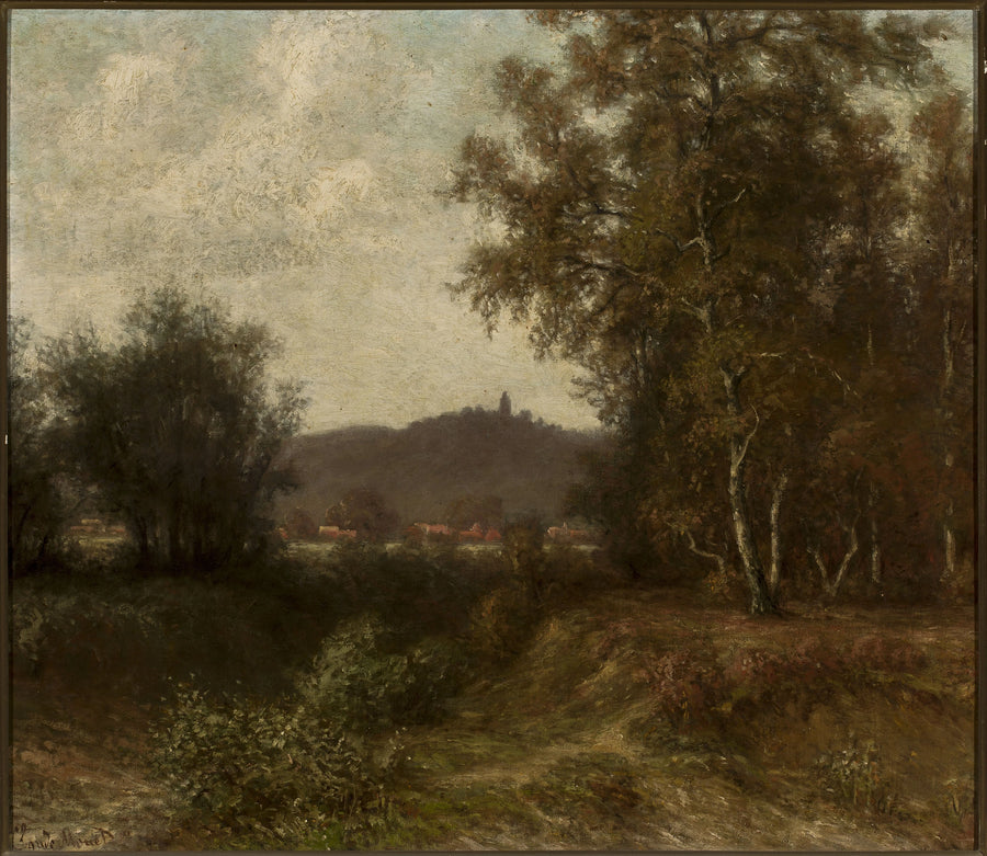 Krajobraz wiejski z drzewami, według Claude'a Moneta - 1882