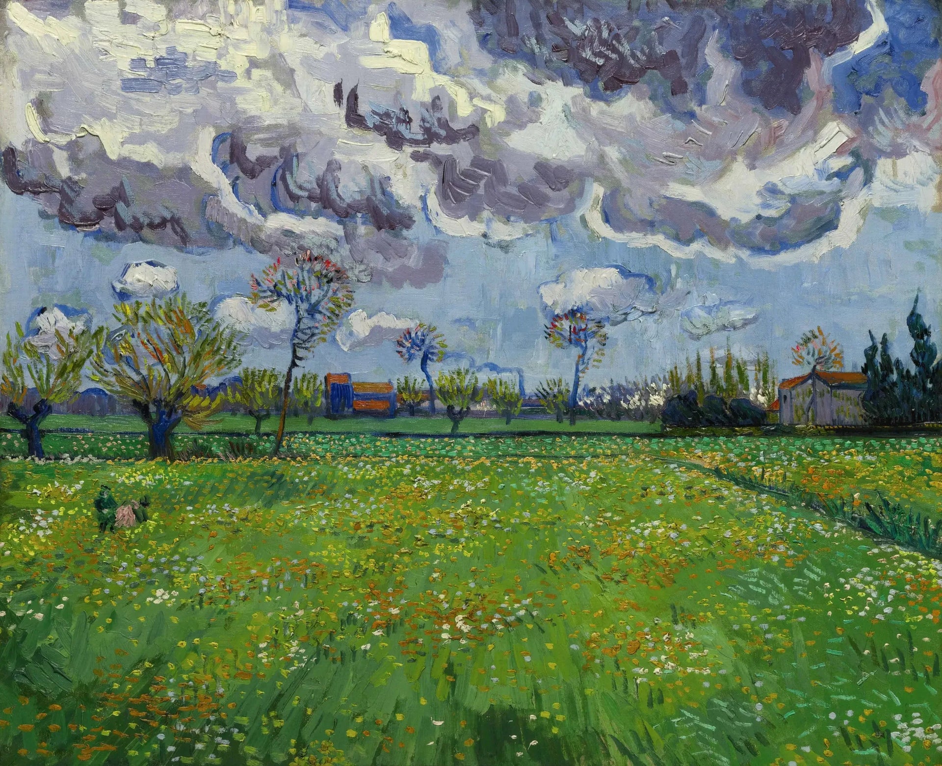 Paysage sous un ciel mouvementé - Vincent van Gogh image 1 copie de tableau peinte à la main