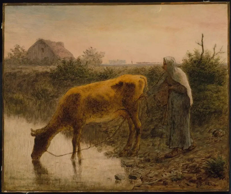 Wiejska kobieta podlewająca swoją krowę - Jean-François Millet