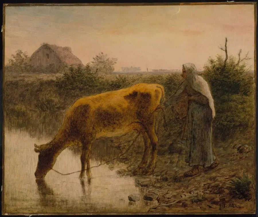 Wiejska kobieta podlewająca swoją krowę - Jean-François Millet