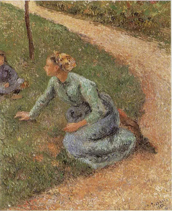Wiejska kobieta siedząca przy drodze - Camille Pissarro