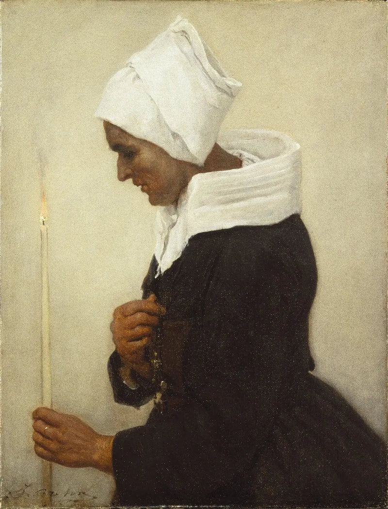 Bretońska wieśniaczka trzymająca świecę - Jules Breton
