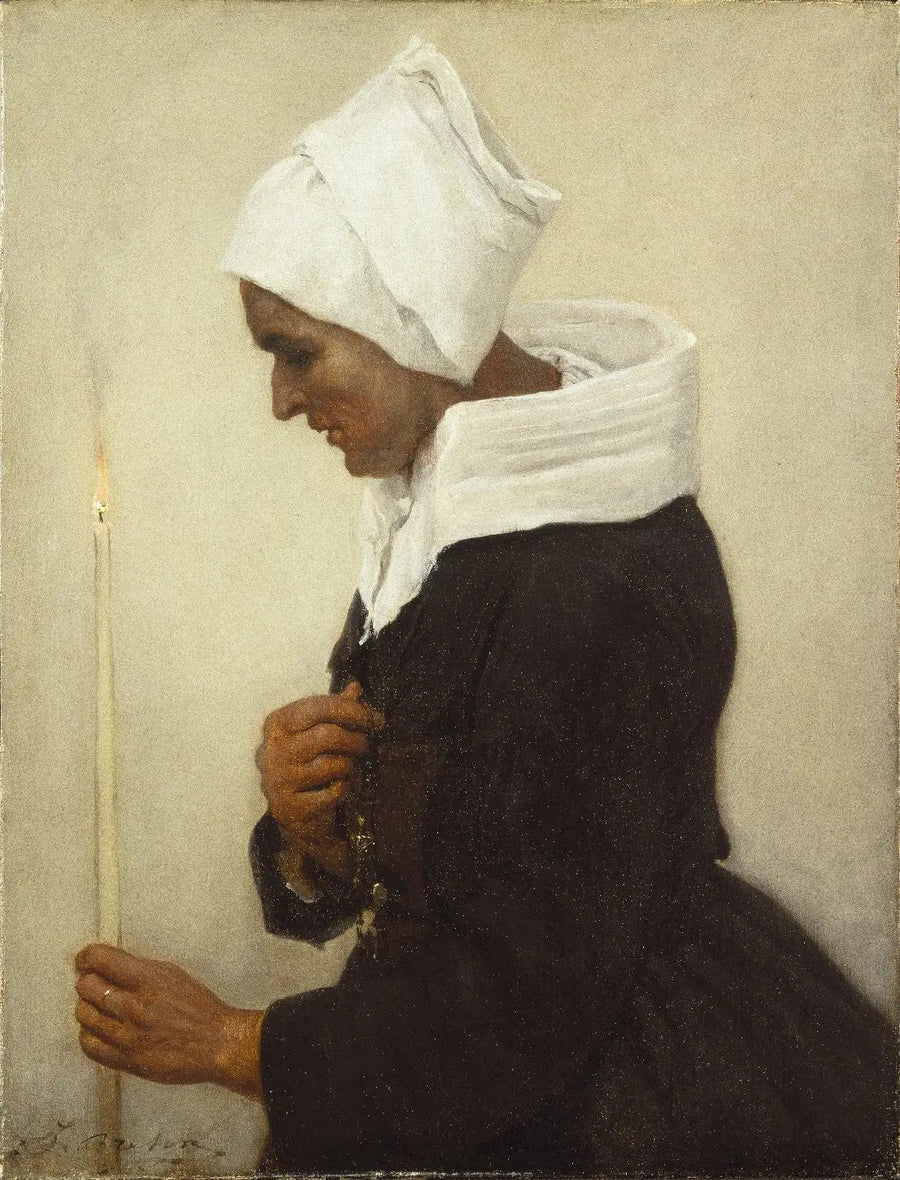 Bretońska wieśniaczka trzymająca świecę - Jules Breton