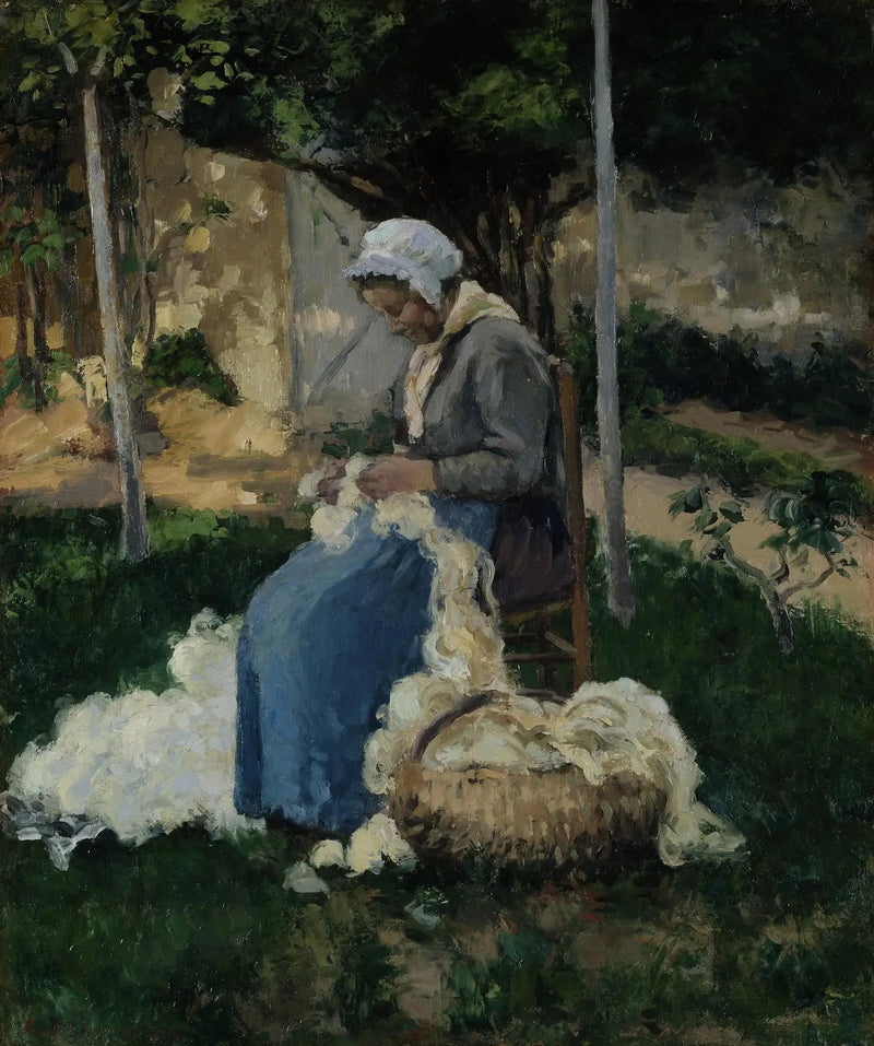 Chłopka rozczesująca wełnę - Camille Pissarro