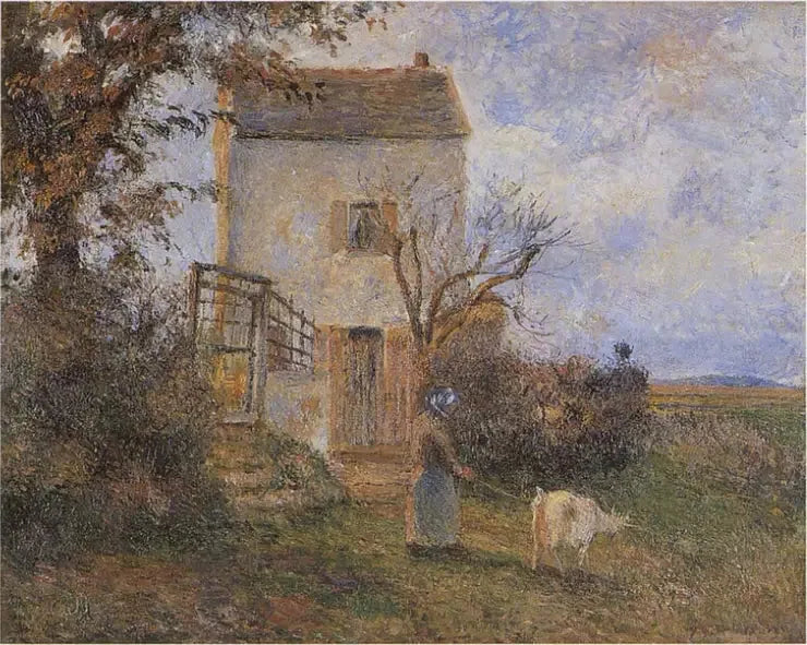 Chłopka i koza przed domem, okolice Pontoise - Camille Pissarro